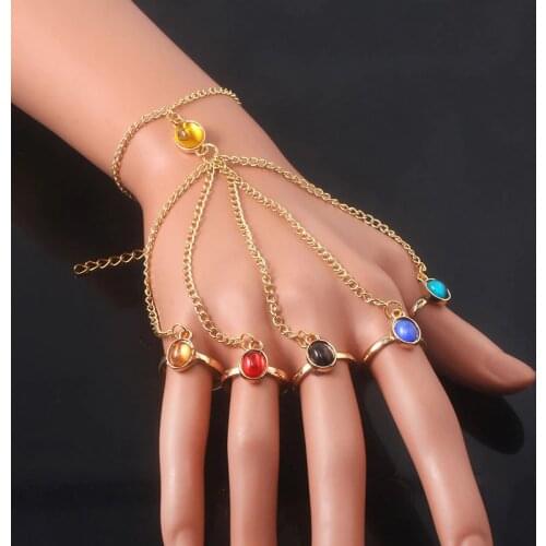 Infinite Power Glove Gauntlet Bracelets Bangles Gem Stone Pulsera For Women Girls Jewelry Gift