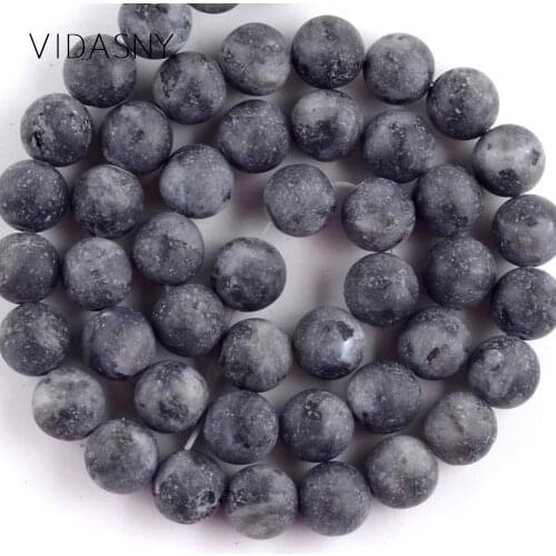 Natural Gem Matte Black Labradorite Spacer Beads For Jewelry Making 4-12mm Round Beads Diy Bracelets Necklaces 15'' Wholesale