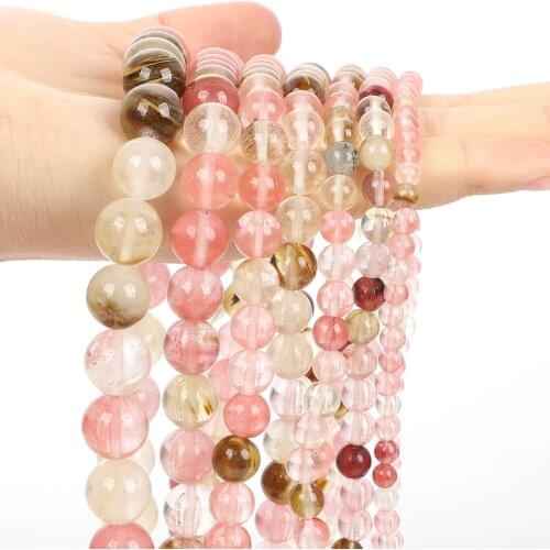 Natural Stone Beads Smooth Multicolor Watermelon Quartz Round Loose Spacer Bead For Jewelry Making DIY Bracelets 4/6/8/10/12MM