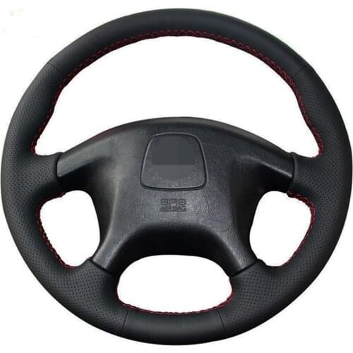 Black Car Steering Wheel Cover DIY Hand-stitched Artificial Leather For Mitsubishi Pajero Old Mitsubishi Pajero Sport