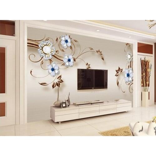 Customized 3d photo wallpaper8d wall murals wallpapersmall blue flower crystal background wall decor 3d living room