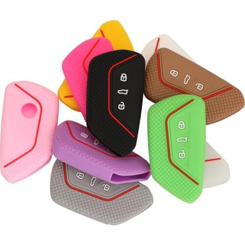 Jingyuqin 3 Buttons Remote Silicone Key Case Cover Shell For VW Golf 8 Mk8 For Skoda Octavia 8 VAG Group For Seat Leon 2020 2021