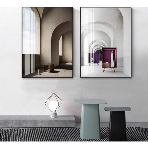Canvas Painting Nordic building Art wall Gray posters Prints Morden Item Placement Art Pictures for Living Room Decoration