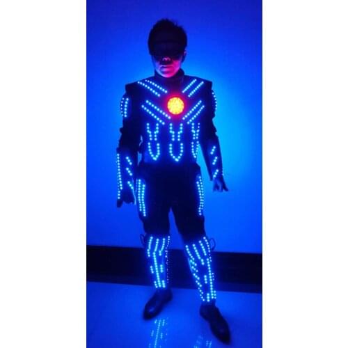 Future technology Lumious robot costume Captain America armor stage dance clothing light show halloween cosplay costumes