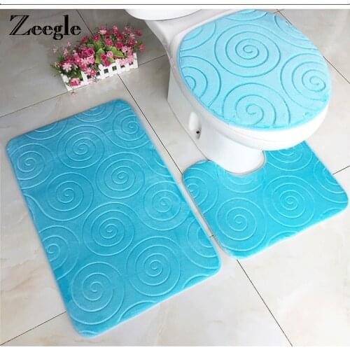Non Slip Microfiber Bath Mat Memery Foam Embossed Bathroom Carpet Thicken Absorbent Bathroom Toilet Mat Set Toilet Carpet Rugs