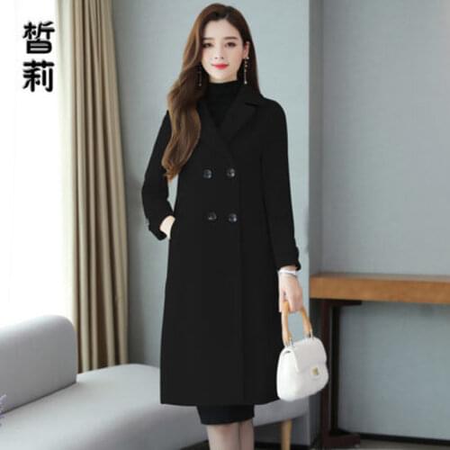 2019 autumn and winter new womens fashion high-end temperament Korean trend line woolen coat