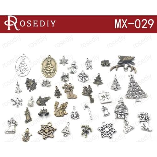 Wholesale Random Mix 33 pieces from 36 Products antique bronze or Silver color Alloy Charms for Christmas(JM6480)