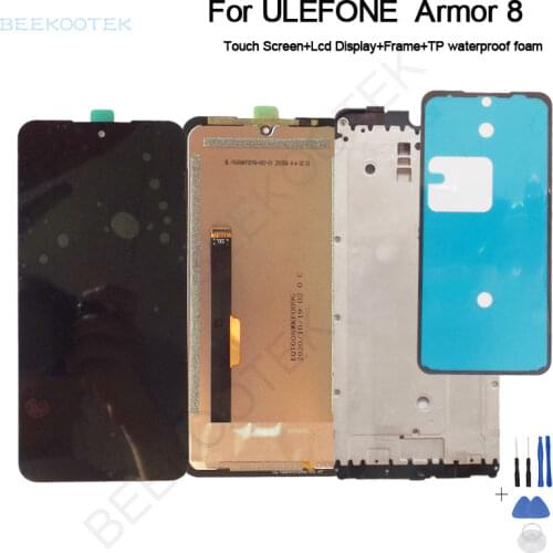 Original New Ulefone Armor 8 Touch Screen+Lcd Display +Front housing Frame+TP waterproof foam For Ulefone Armor 8 Phone
