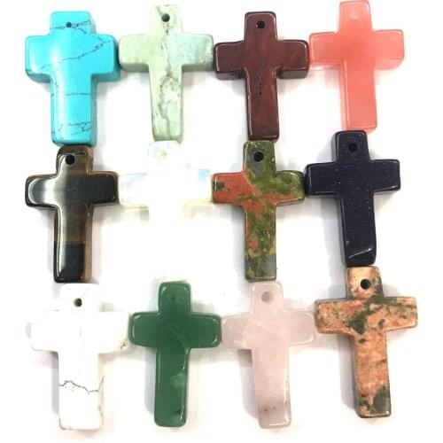Natural Stone Crystal Agates Pendants Cross Shape Pendant for Jewelry Making Diy necklace accessories Size 20mmx30mm