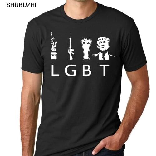 Awesome Tees Liberty Guns Beer Trump Funny T Shirts Casual Men O-Neck Short Sleeve Tee Mens 100% Cotton Funny T-Shirts sbz8476