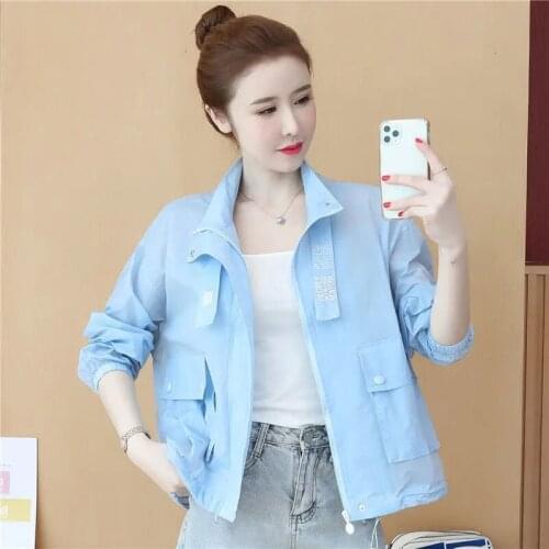 Plus Size 5XL Sun Protection Clothing Women Summer 2021New Long Sleeve printing Student Thin Coat Female Short Loose Tops R945