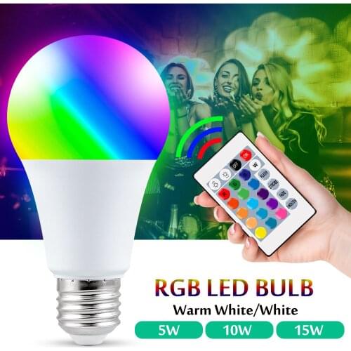 E27 Smart Control Lamp Led RGB Light Dimmable 5W 10W 15W RGBW Led Lamp Colorful Changing Bulb Led Lampada RGBW White Decor Home
