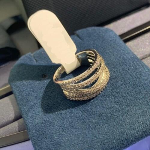 UMGODLY High Quality Fahsion Ring Silver Color Multilayer Lines Rectangle Ring Micro Zircon Women Luxury Brand Jewelry