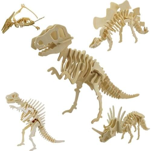Funny 3D Simulation Dinosaur Skeleton Puzzle DIY Wooden Educational Toy for Kids Adult Home Decoration Dinosaur Model Kid Gift
