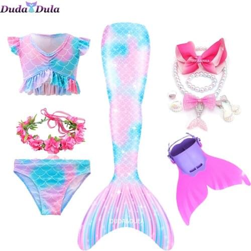 Little Mermaid Tails Monofin Mermaid Dress Princess Ariel Swim Wear Anime Cosplay Halloween Costumes Swimming Suits Fins