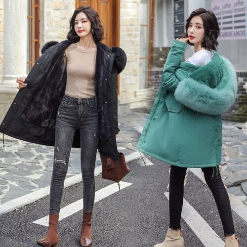 2021 Hot Womens Winter Hooded Fur Collar Warm Long Coat Parka Outwear Down Cotton Jacket Long Sleeves Fashion Leisure