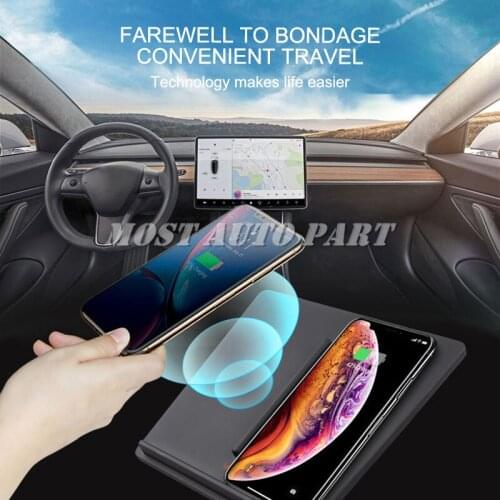 10W Interior Car Wireless Charger Phone Charging Pad For Tesla Model 3 Model Y 2016-2021 The Phone With QI Wireless Charging