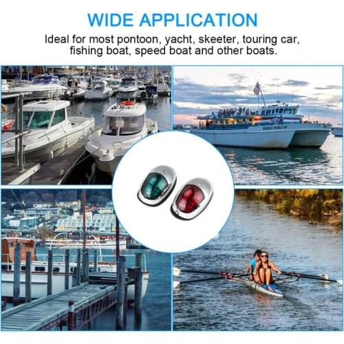 12V8LED Car Yacht Stainless Steel LED Navigation Lights Red And Green Signal Lichter Navy Guide Ship Boat Parts & Accessories