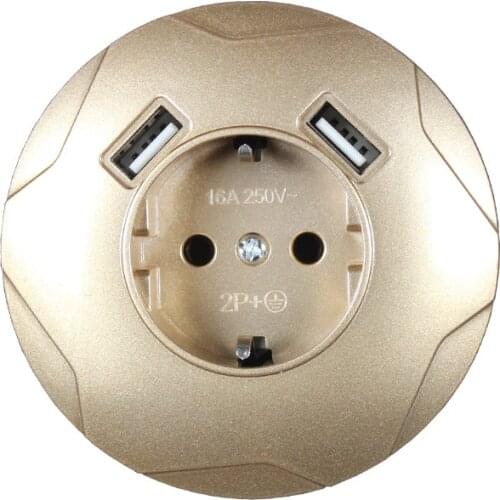 2019 new style USB Wall Socket Free shipping Double USB Port 5V 2A wood tree color prise usb CG3-01 Gold color