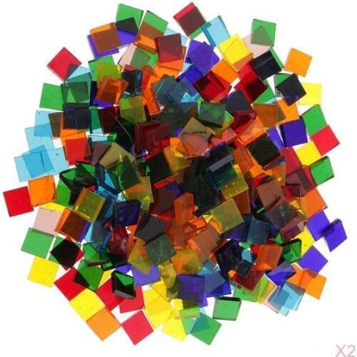 320g Multicolor Square Vitreous Clear Glass Mosaic Tiles Tessera for DIY Crafts Mosaic Making 10x10mm