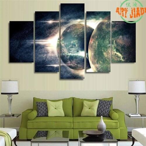 4-5 Piece Canvas Art 5 panel Outer Space Planetary Starry Sky Canvas Paintings Decorations For Home Wall Art Prints Canvas\A833