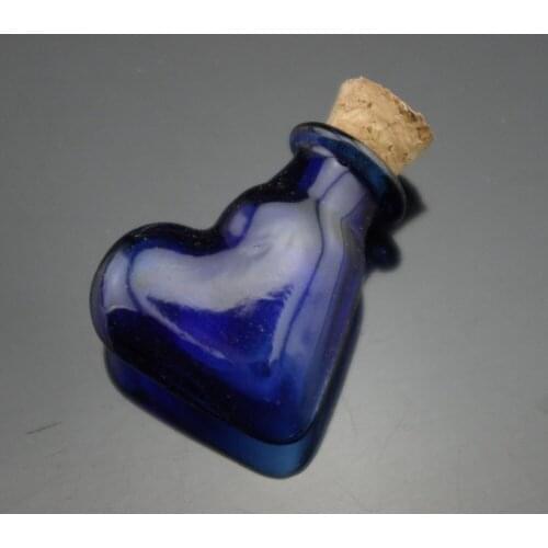 5pcs Shoe/Heart Shaped Royal Blue Glass Bottle Vial withCork Stopper and Eyehook