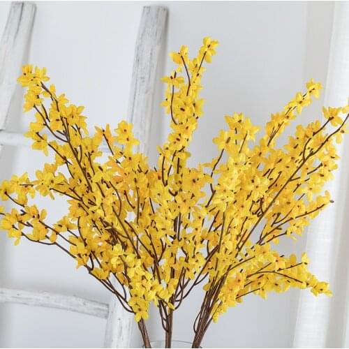 5pcs Winter Jasmine Dancing Orchid Fake Flower Silk Artificial Flower For Home Wedding Party Floral Decor Yellow Flowers