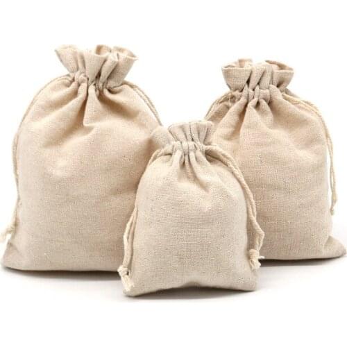 50pcs/lot Reusable High-density Cotton Double Line Drawstring Gift Bag Wedding Christmas Use Sachet Storage Jewelry Bag 10x14cm