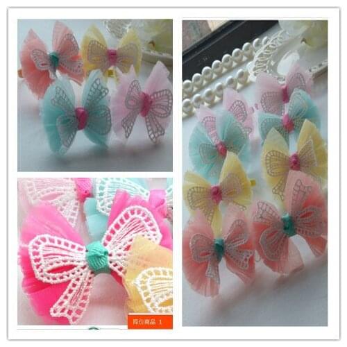 Pet Dogs Accessories bows Yarn quality sweet bowknot diy hair clips 50pcs/lot