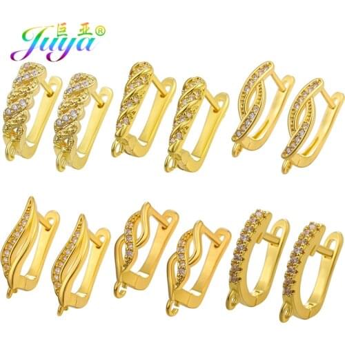 Juya DIY Earring Fittings Decorative Gold/Silver Color Earrings Hooks Accessories For Handmade Earring Jewelry Making Supplies
