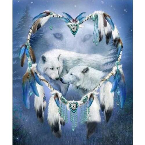 5d diy diamond embroidery painiting full animals,full diamond painting cross stitch feather and wolves