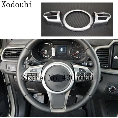 Car styling inner detector stick ABS matte Steering wheel Interior Kit Trim frame 3pcs For Kia Sorento 2015 2016 2017