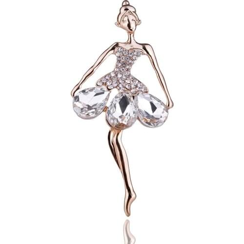 TODOX Rhinestone color crystal Brooches dressing girl Fashion exquisite dancing girl pins garment accessory souvenir party new