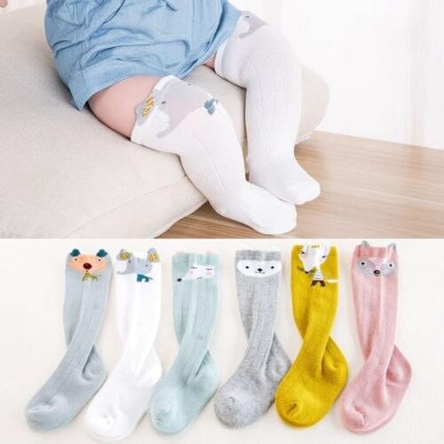 Newborn Babies Over Knee Stockings Cute Cartoon Animals Long Socks Tube Ruffled Warm Breathable Cotton Stocking Leg Warmer