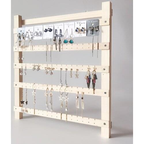 Wood Jewelry Display Organizer Wall Hanging Storage Jewelry Earring Ring Necklace Hanger Holder Stand without Hooks