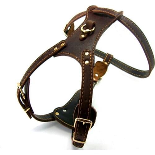 Double padded large top layer cowhide chest Pet Chest Collar For Working Dogs