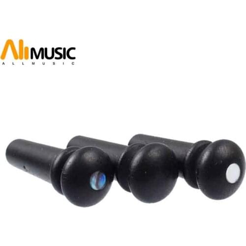 Ebony Guitar Strap Endpin Button with 4.0mm Green White Pearl Shell Dot Pack of 5