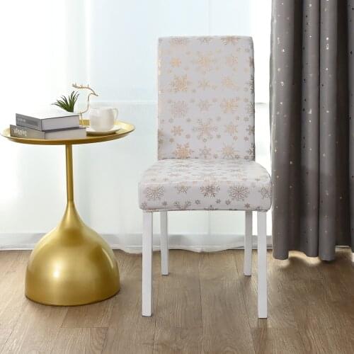 Elegant Spandex Chair Cover Stretch Gold Stamping Snowflake Dining Room Wedding Chair Covers Home Decor Kitchen Chair Covers D30