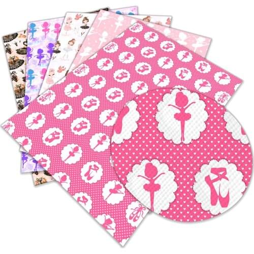30 cm x 136cm cute Dancing Girl Pattern Printed Synthetic Faux Leather for DIY Bag Material Fabric