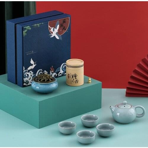 Creative Guochao Retro Chinese Style Tea Set Gift Company Business Activities with Hand Gifts