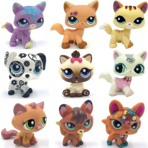 LPS CAT pet shop toys standing short hair cat original kitty fox puppy dog Old cute animal collection