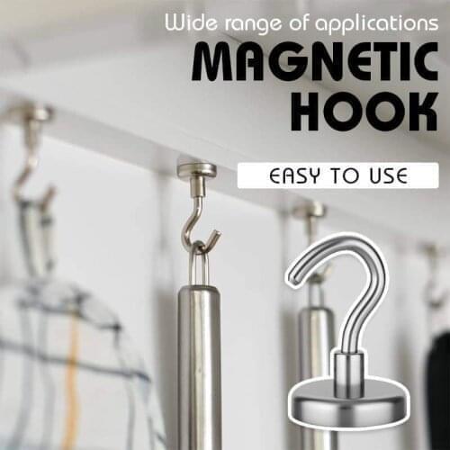 Magnetic hook Heavy Duty Magnetic Hook, Strong Neodymium Magnets Hook for Home, Kitchen, Workplace,etc Pack of 3