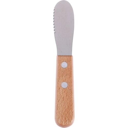 Stainless Steel Mini Portable Sandwich Spreader Butter Cheese Slicer Knife Spatula Kitchen Tool with Wooden Handle