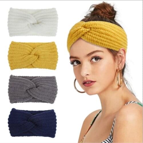 Fashion Knitted Women Yoga Hairband 7 Colors Wide Sports Headband Running Accessories Winter Stretch Hair Band