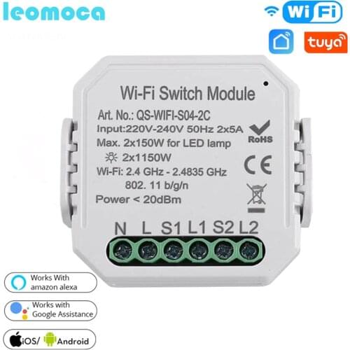 Tuya Wifi Light Switch Module ,Smart Home APP Remote Control Works with Alexa/Google Home/Siri 1/2 Way Diy Breker