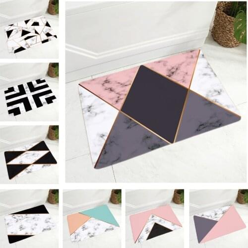 Black and White Geometric Abstract Doormat Non-Slip Printed Soft Flannel Carpet Decor Nordic style Floor Door Mat for Hallway