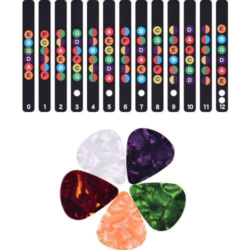 Guitar Fretboard Stickers Colorful Fingerboard Sticker Note Decals for 6 String Acoustic Electric Guitar Beginners Practice Tool