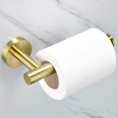 Gold Toilet Roll Paper Holder Wall Mounted Metal Tissue Rack Bathroom Kitchen Single Rail Bar Storage Shelf Hanger 1/2/3pcs