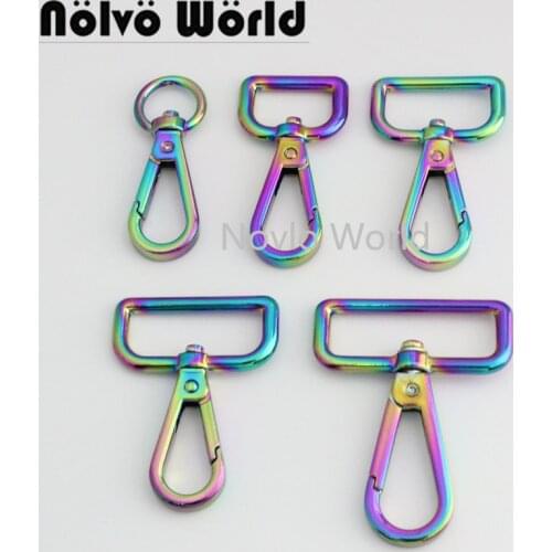 Nolvo World 5-20-100pcs 5 size 13-19-25-32-38mm rainbow metal regular swivel hook for bag dog collar clasps snap clasps