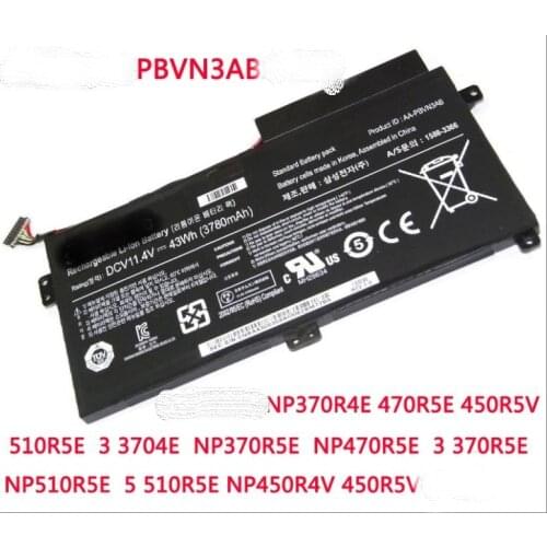 New AA-PBVN3AB Laptop Battery For SAMSUNG NP370R4E NP370R5E NP370R5V NP450R4E NP450R5E NP450R4V NP450R5V NP470R5E NP510R5E